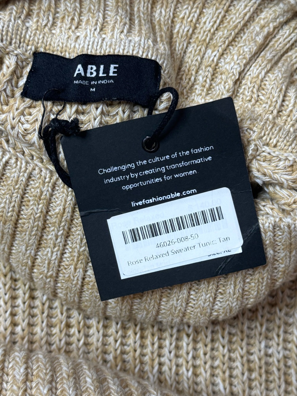 ABLE Rose Relaxed Sweater Tunic Organic Cotton size M NWT - Picture 7 of 11